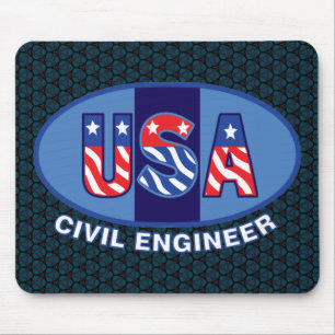 Patriotic Civil Engineer Mouse Mat