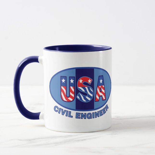 Patriotic Civil Engineer Mug (Left)