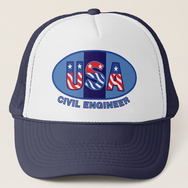 Patriotic Civil Engineer Trucker Hat (Front)