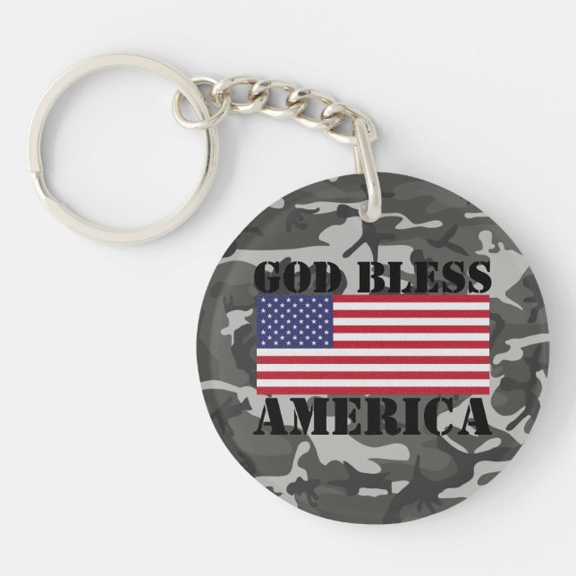 Patriotic Classic and powerful God Bless America Key Ring (Front)