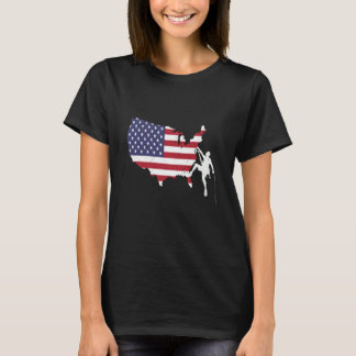Patriotic Climber Bouldering and Rock Climbing Ame T-Shirt