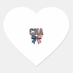 Patriotic CNA Bow Vintage Engraving Shirt Design_1 Heart Sticker