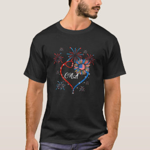 Patriotic Cna Nurse 4Th Of July American Flag Sunf T-Shirt