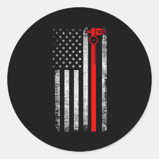 Patriotic Cnc Machine Operator American Us Flag Ma Classic Round Sticker