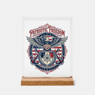 Patriotic Coastal Preppy Vector Graphic Tee Acrylic Sign
