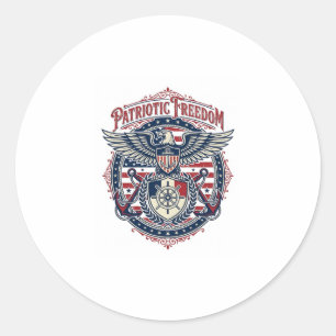 Patriotic Coastal Preppy Vector Graphic Tee Classic Round Sticker