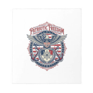 Patriotic Coastal Preppy Vector Graphic Tee Notepad