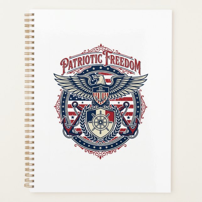 Patriotic Coastal Preppy Vector Graphic Tee Planner (Front)