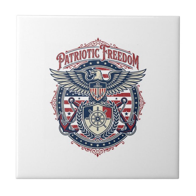 Patriotic Coastal Preppy Vector Graphic Tee Tile (Front)