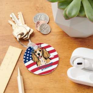 Patriotic Cocker Spaniel Key Ring