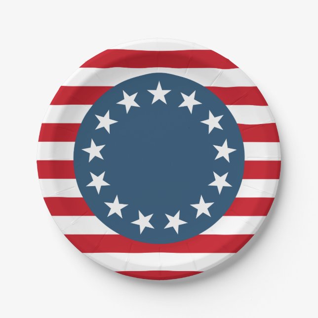 Patriotic Colonial American USA Paper Plate (Front)