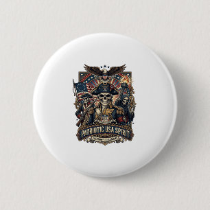 Patriotic Colonial Skull Commander Dark Patriot Sk 6 Cm Round Badge