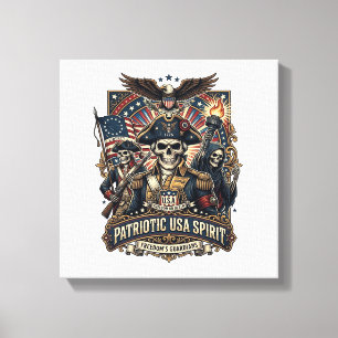 Patriotic Colonial Skull Commander Dark Patriot Sk Canvas Print