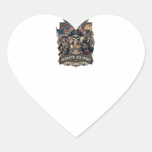 Patriotic Colonial Skull Commander Dark Patriot Sk Heart Sticker