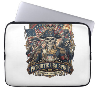 Patriotic Colonial Skull Commander Dark Patriot Sk Laptop Sleeve