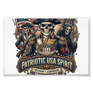 Patriotic Colonial Skull Commander Dark Patriot Sk Photo Print