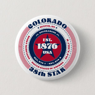 Patriotic Colorado Circle with State Details 6 Cm Round Badge