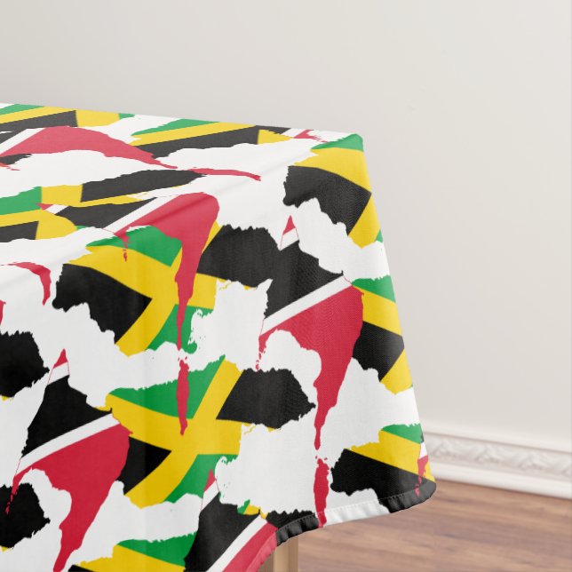 Patriotic Combined JAMAICA TRINIDAD FLAG Tablecloth (In Situ)