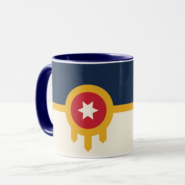 Patriotic Combo Mug with flag of Tulsa, Oklahoma (Front Left)
