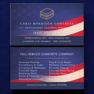 Patriotic Concrete & Cement Solutions Company Business Card