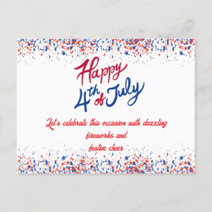 Patriotic Confetti 4th of July Celebration  Holiday Postcard