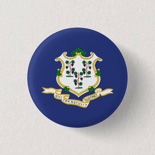Image of Patriotic Connecticut State Flag 3 Cm Round Badge