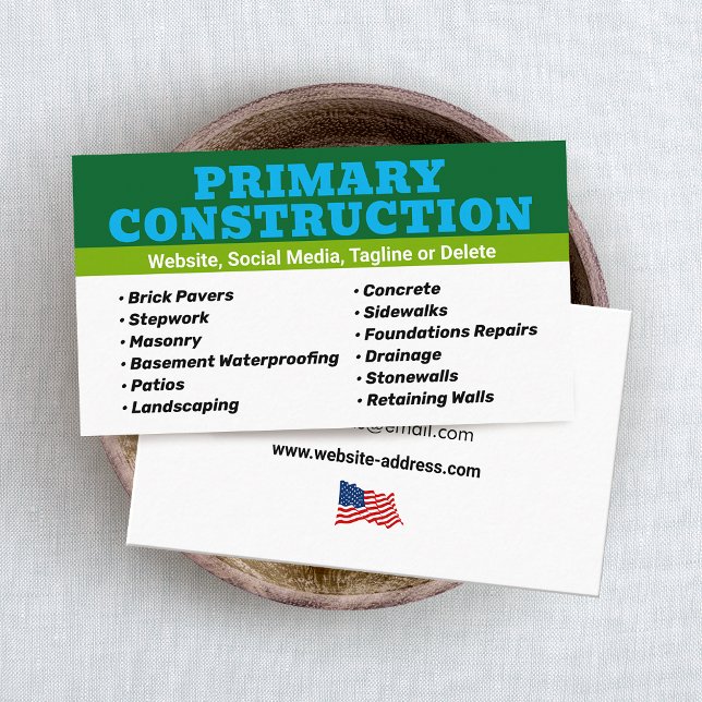 Patriotic Construction  Business Card (Creator Uploaded)