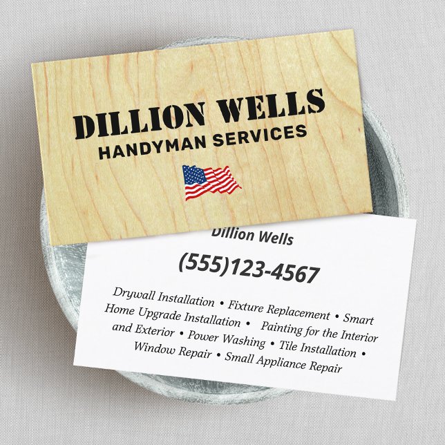 Patriotic Construction Handyman Carpenter Business Card (Creator Uploaded)