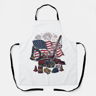 Patriotic Construction USA Vintage Apron