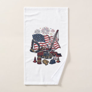 Patriotic Construction USA Vintage Hand Towel