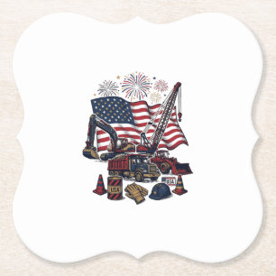 Patriotic Construction USA Vintage Paper Coaster