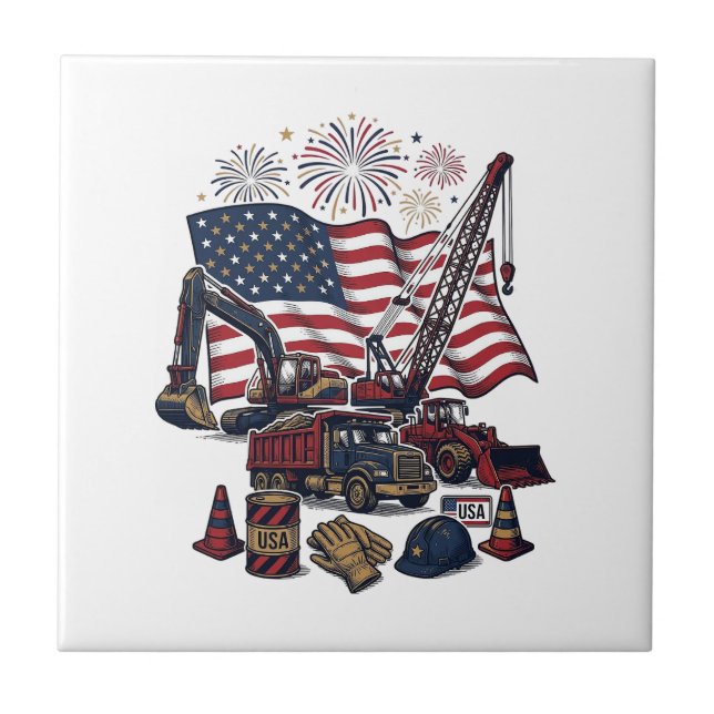 Patriotic Construction USA Vintage Tile (Front)