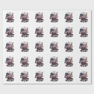 Patriotic Construction USA Vintage Wrapping Paper