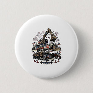 Patriotic Construction Vehicles Vintage Shirt Desi 6 Cm Round Badge