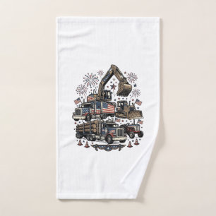 Patriotic Construction Vehicles Vintage Shirt Desi Hand Towel