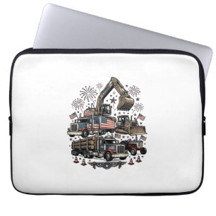 Patriotic Construction Vehicles Vintage Shirt Desi Laptop Sleeve