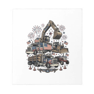 Patriotic Construction Vehicles Vintage Shirt Desi Notepad