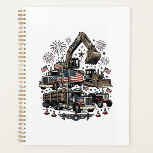 Patriotic Construction Vehicles Vintage Shirt Desi Planner