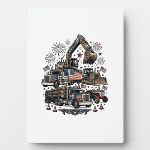 Patriotic Construction Vehicles Vintage Shirt Desi Plaque
