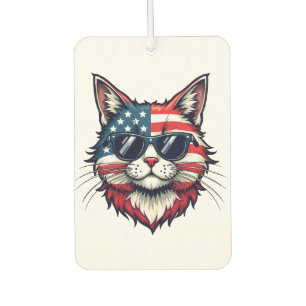 Patriotic Cool Cat Wearing Sunglasses and a Smile Car Air Freshener