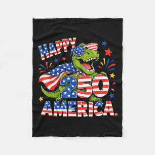 Patriotic Cool Funny T-Rex Dinosaur July 4th T Rex Fleece Blanket
