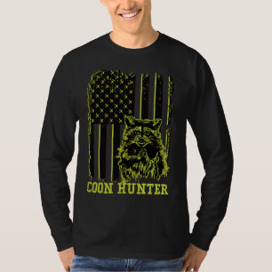 Patriotic Coon Hunter Racoon American Flag T-Shirt