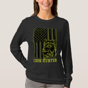 Patriotic Coon Hunter Racoon American Flag T-Shirt