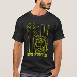 Patriotic Coon Hunter Racoon American Flag T-Shirt