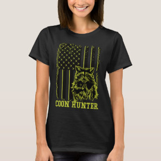 Patriotic Coon Hunter Racoon American Flag T-Shirt