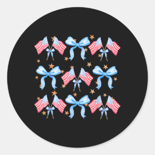 Patriotic Coquette 4th July American Flag Classic Round Sticker