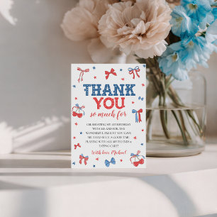 Patriotic Coquette Bows Birthday Thank You Invitation