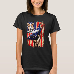 Patriotic Corgi American Flag Dog 2 T-Shirt