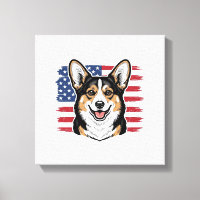 Patriotic Corgi American Flag Vintage Vector Desig
