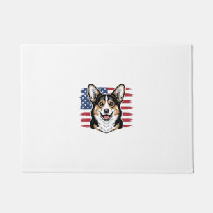 Patriotic Corgi American Flag Vintage Vector Desig Doormat